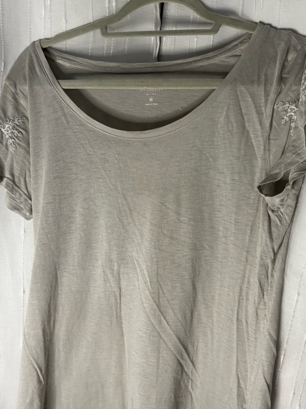 Lucky Brand Short Sleeve Scoop Tee in Light Gray